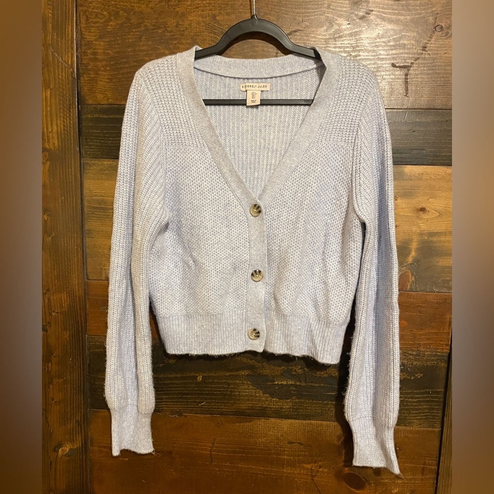 Sincerely Jules Baby Blue Button-Up Cardigan Sweater